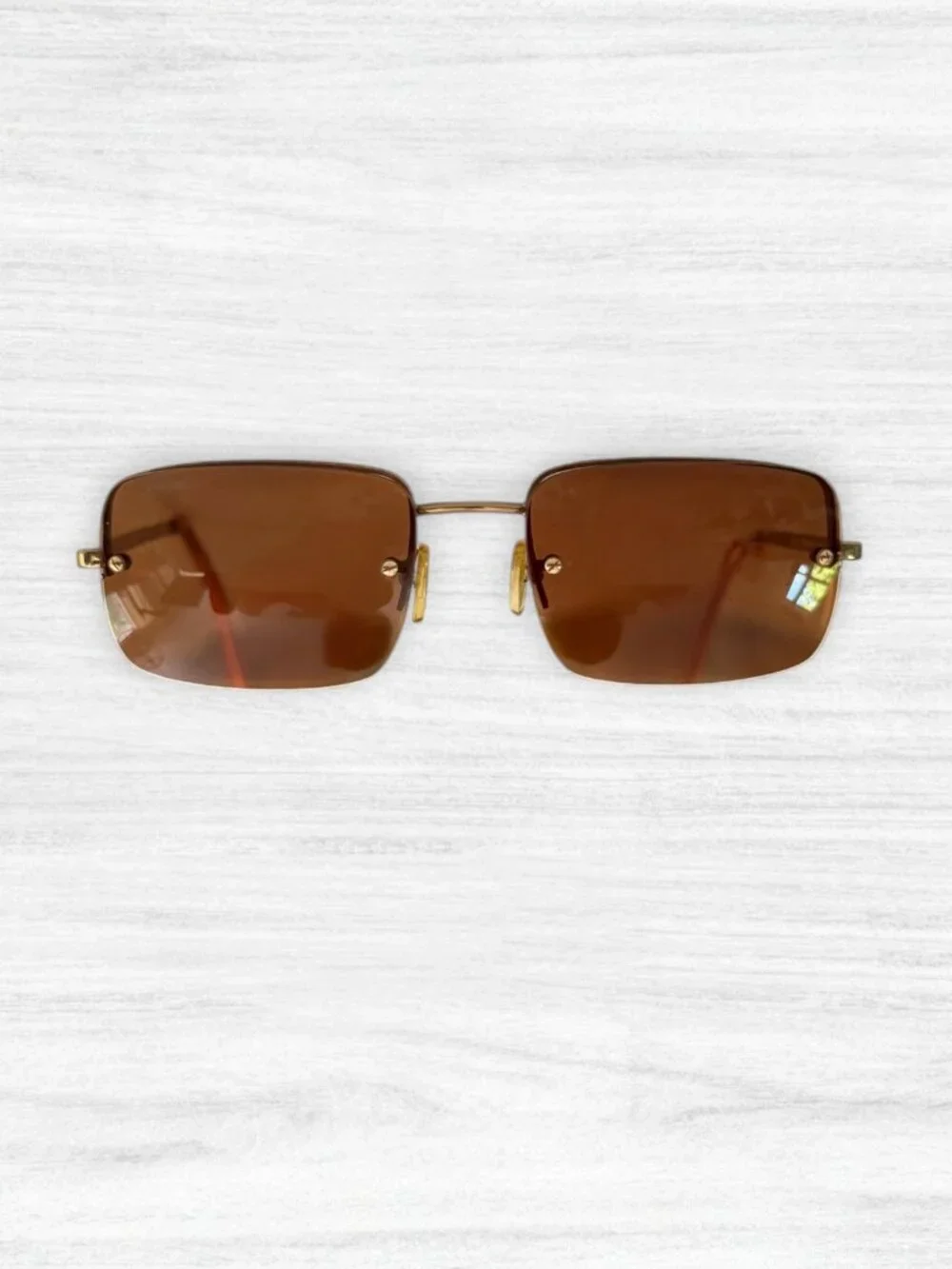 Ralph Lauren 972/S L6E Rimless Brown Gold Rectangle Eyeglasses Frames Y2K